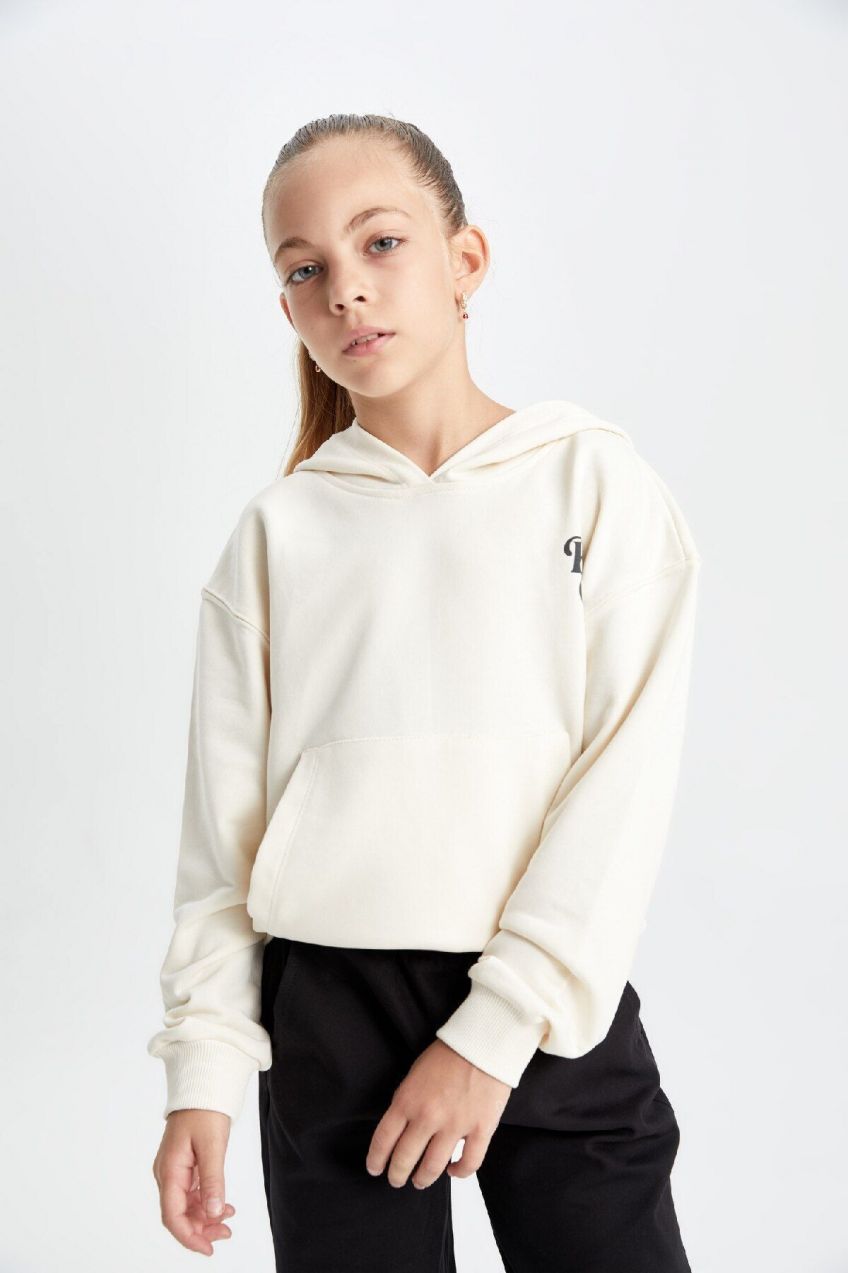 DEFACTO Girls Hooded School Sweatshirt