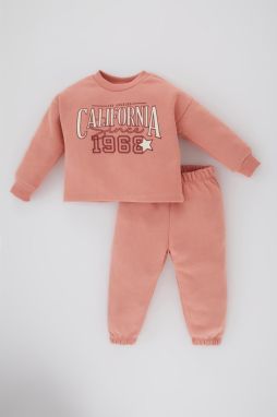 DEFACTO Girl Baby Printed Sweatshirt Sweatpants Set of 2