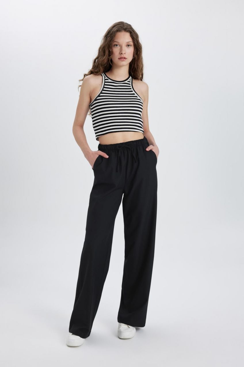 DEFACTO Wide Leg High Waist Standard Length Trousers