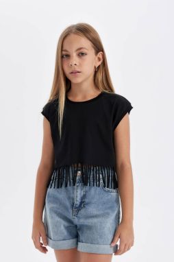DEFACTO Girl's Crop Short Sleeve T-Shirt