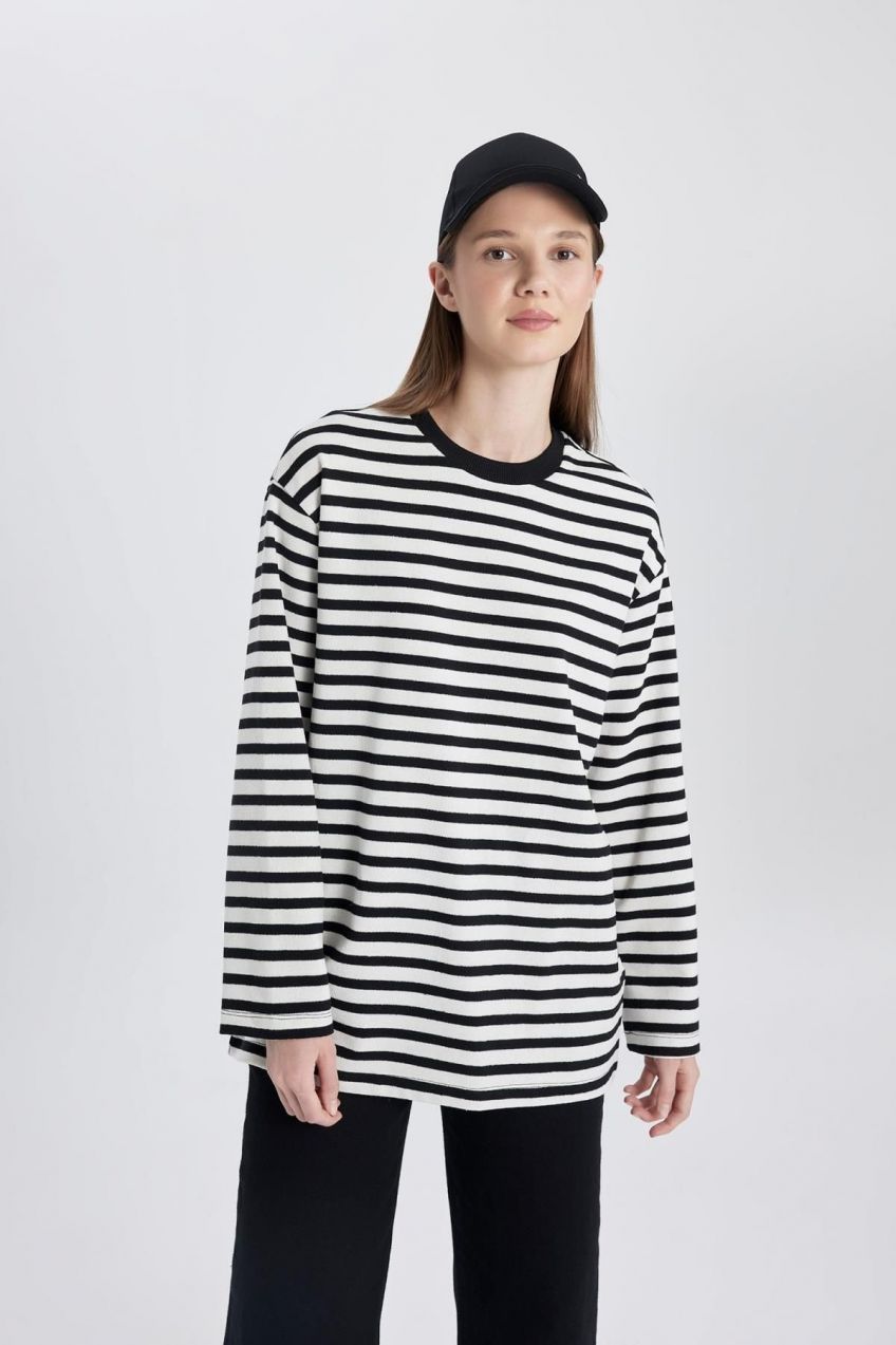 DEFACTO Regular Fit Striped Long Sleeve T-Shirt Tunic