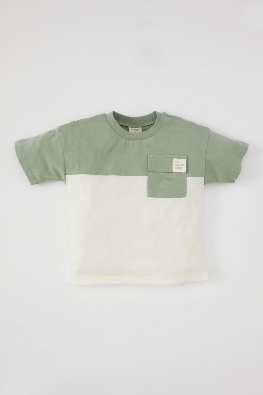 DEFACTO Baby Boy Crew Neck Color Block Short Sleeve T-Shirt
