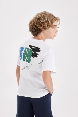 DEFACTO Boy's Crew Neck Back Printed Short Sleeve T-Shirt