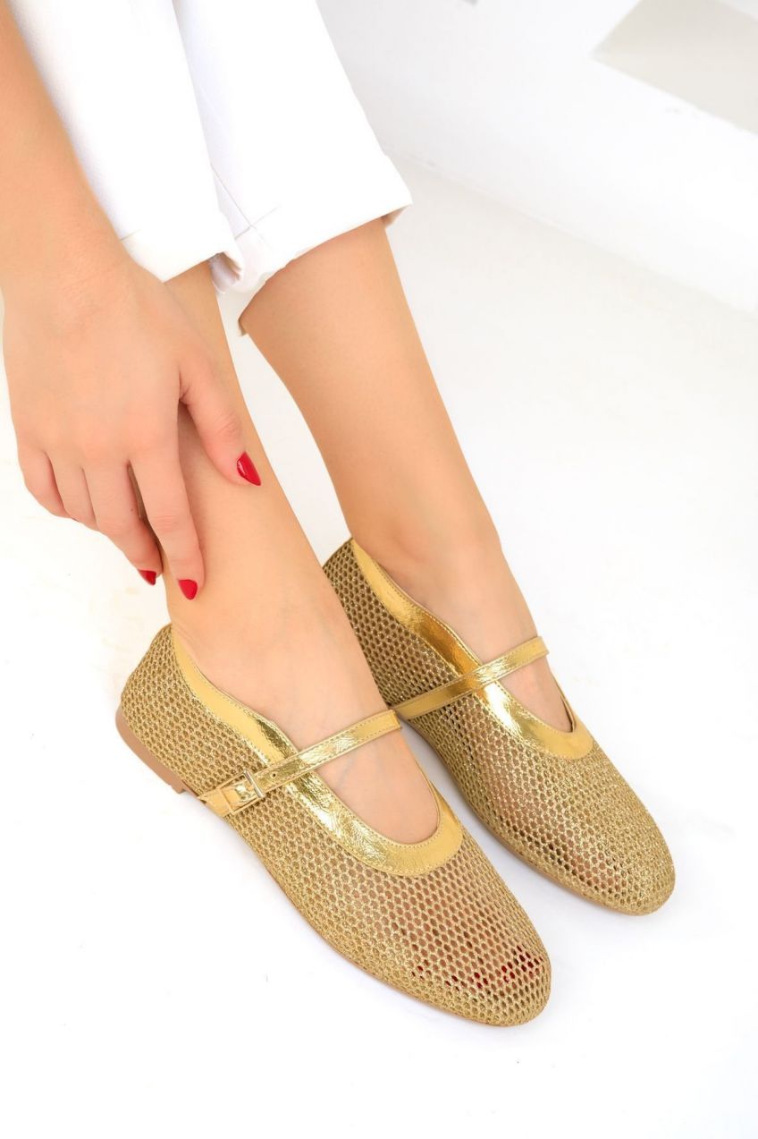 Soho Gold Women's Ballerinas (19288)