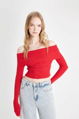 DEFACTO Cool Slim Fit Open Shoulder Sweater