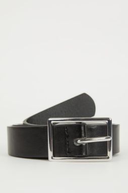 DEFACTO Women's Rectangular Buckle Faux Leather Jean Belt