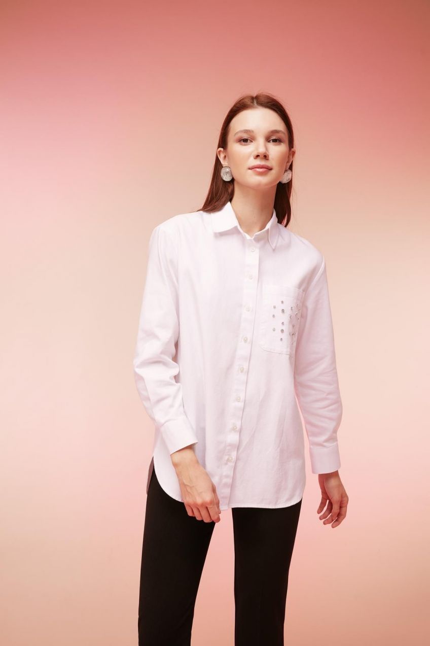 DEFACTO Relax Fit Shirt Collar Oxford Long Sleeve Tunic