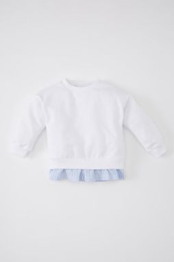 DEFACTO Baby Girl Crew Neck Striped Sweatshirt