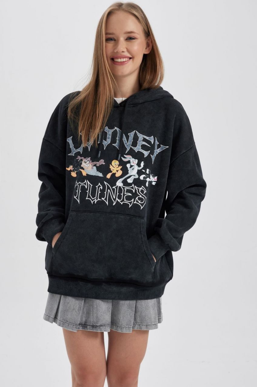 DEFACTO Cool Looney Tunes Oversize Fit Hooded Sweatshirt