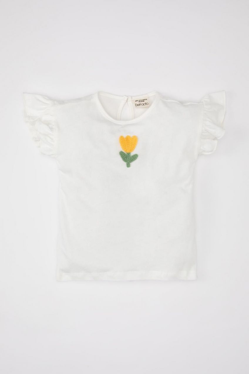 DEFACTO Baby Girl Floral Short Sleeve T-Shirt