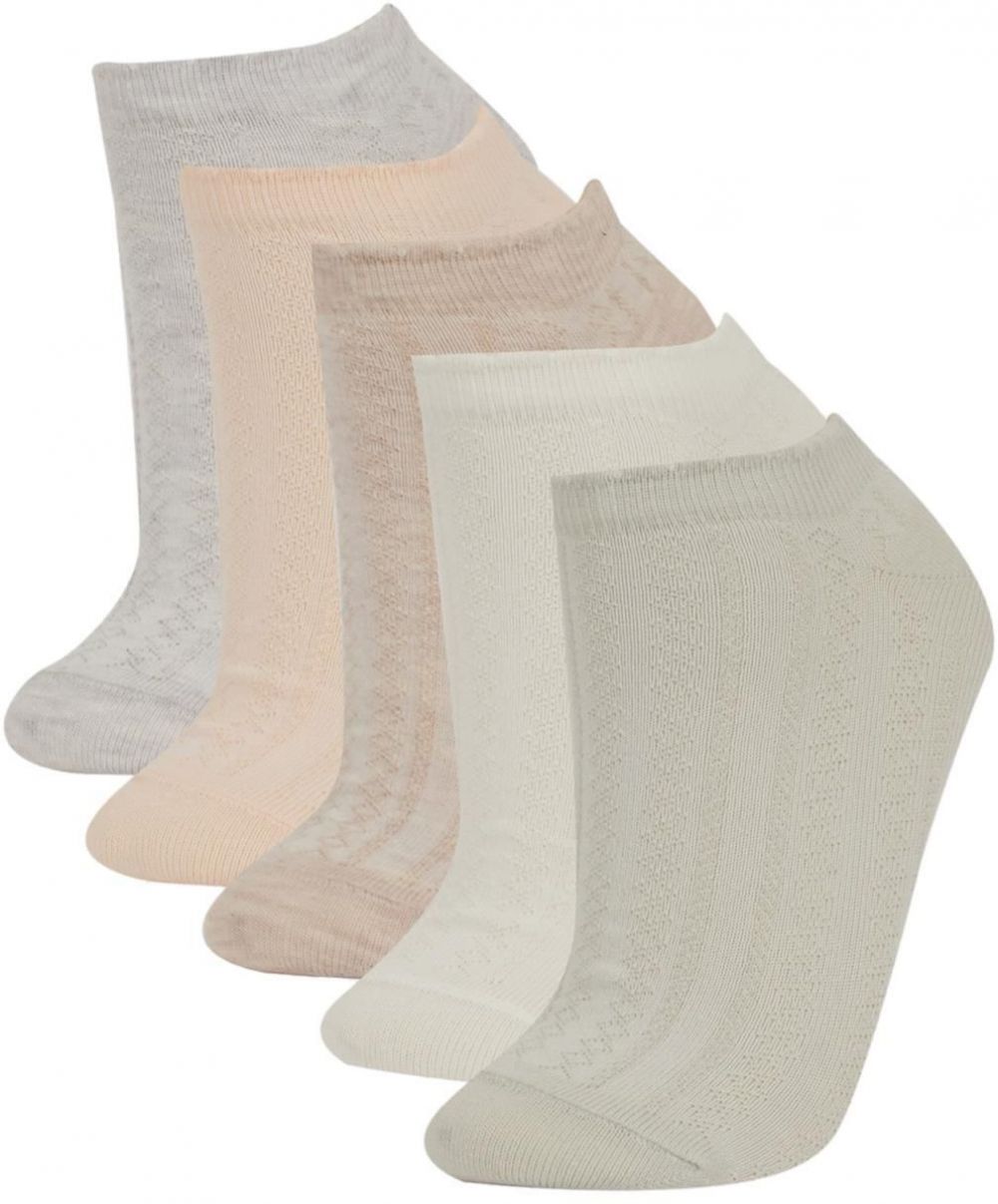DEFACTO Women's 5-Piece Cotton Booties Socks