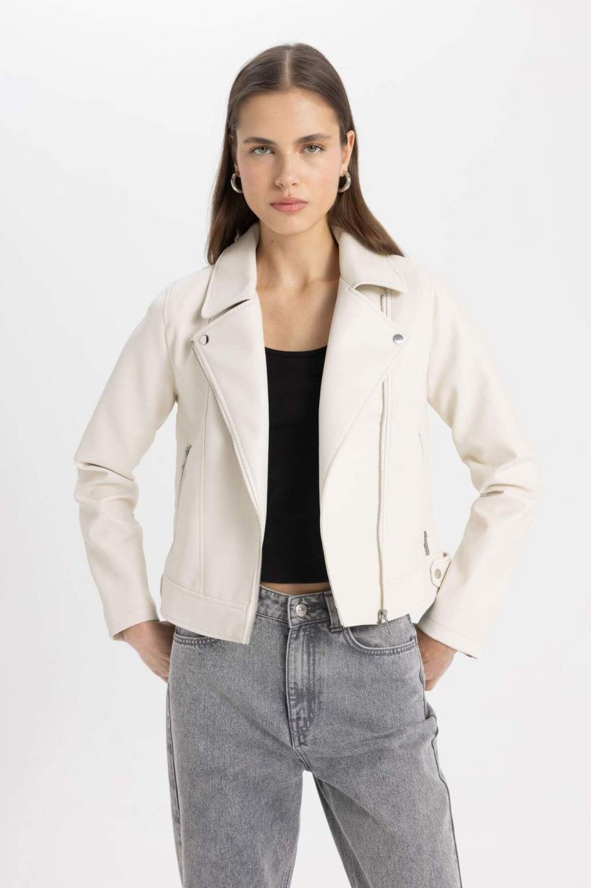 DEFACTO Regular Fit Faux Leather Coat