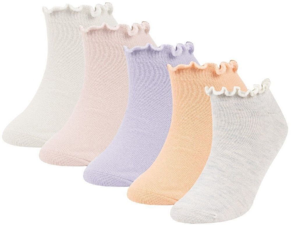 DEFACTO Girls 5-Pack Cotton Ankle Socks