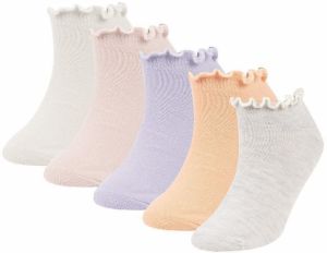 DEFACTO Girls 5-Pack Cotton Ankle Socks
