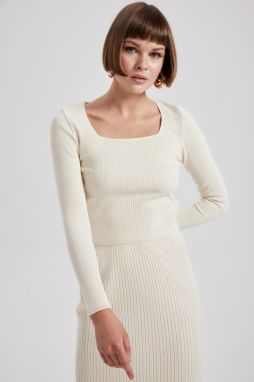DEFACTO Fitted Square Collar Ribbed Sweater