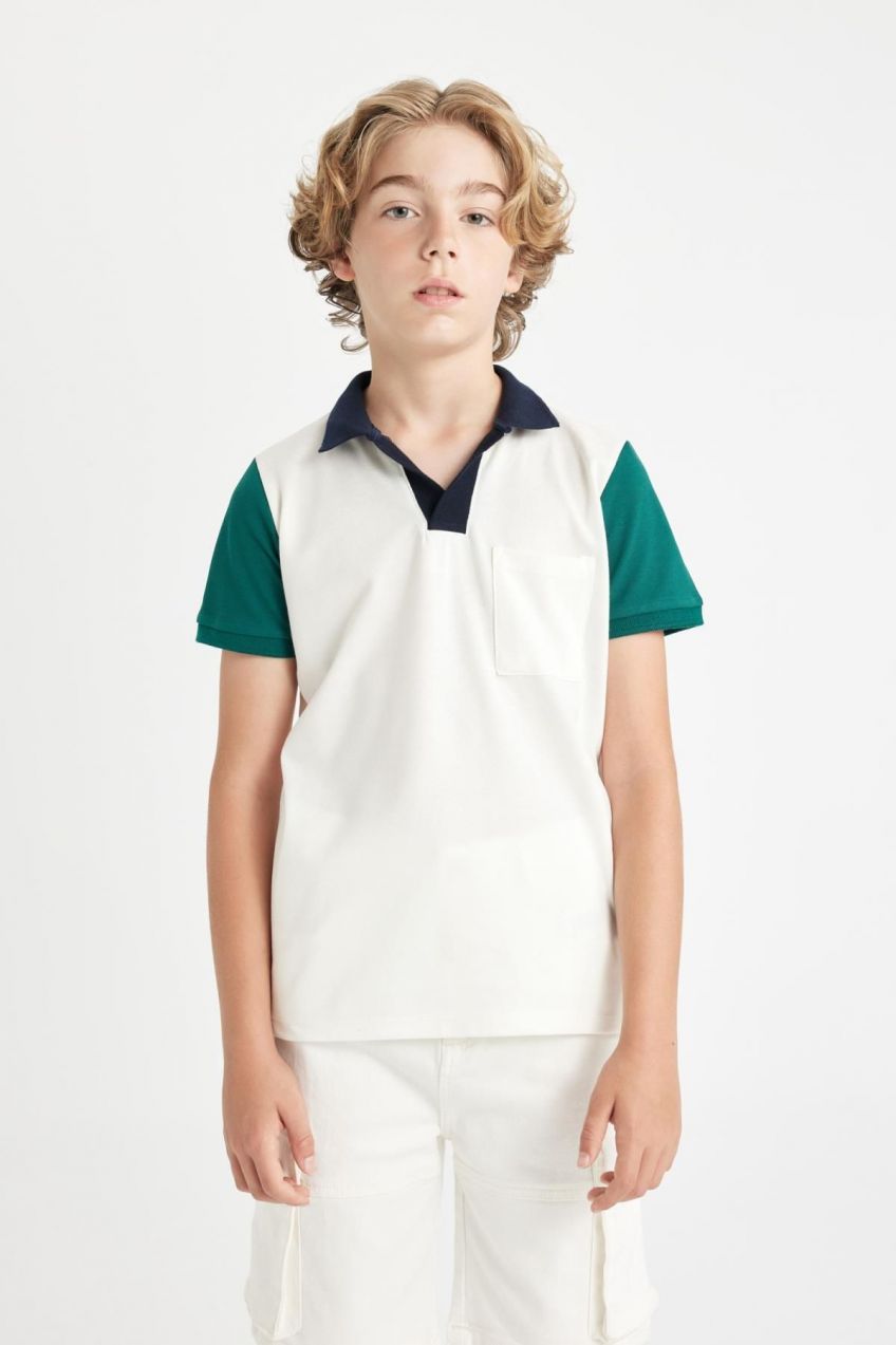 DEFACTO Boy's Pique Short Sleeve Polo T-Shirt