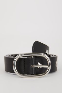 DEFACTO Women's Oval Buckle Faux Leather Classic Belt