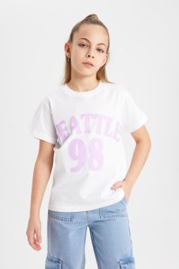 DEFACTO Girls Printed Short Sleeve T-Shirt