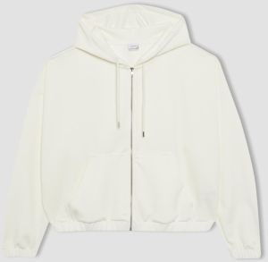 DEFACTO Fit Oversize Fit Hooded Premium Double Pocket Zipper Sweatshirt