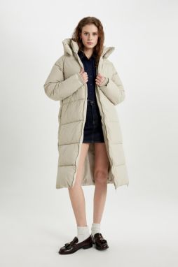 DEFACTO Regular Fit Water Repellent Fabric Hooded Long Coat Parka