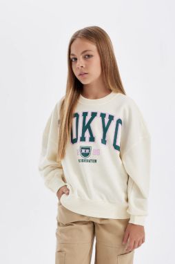 DEFACTO Girl Oversize Fit Crew Neck Printed Sweatshirt
