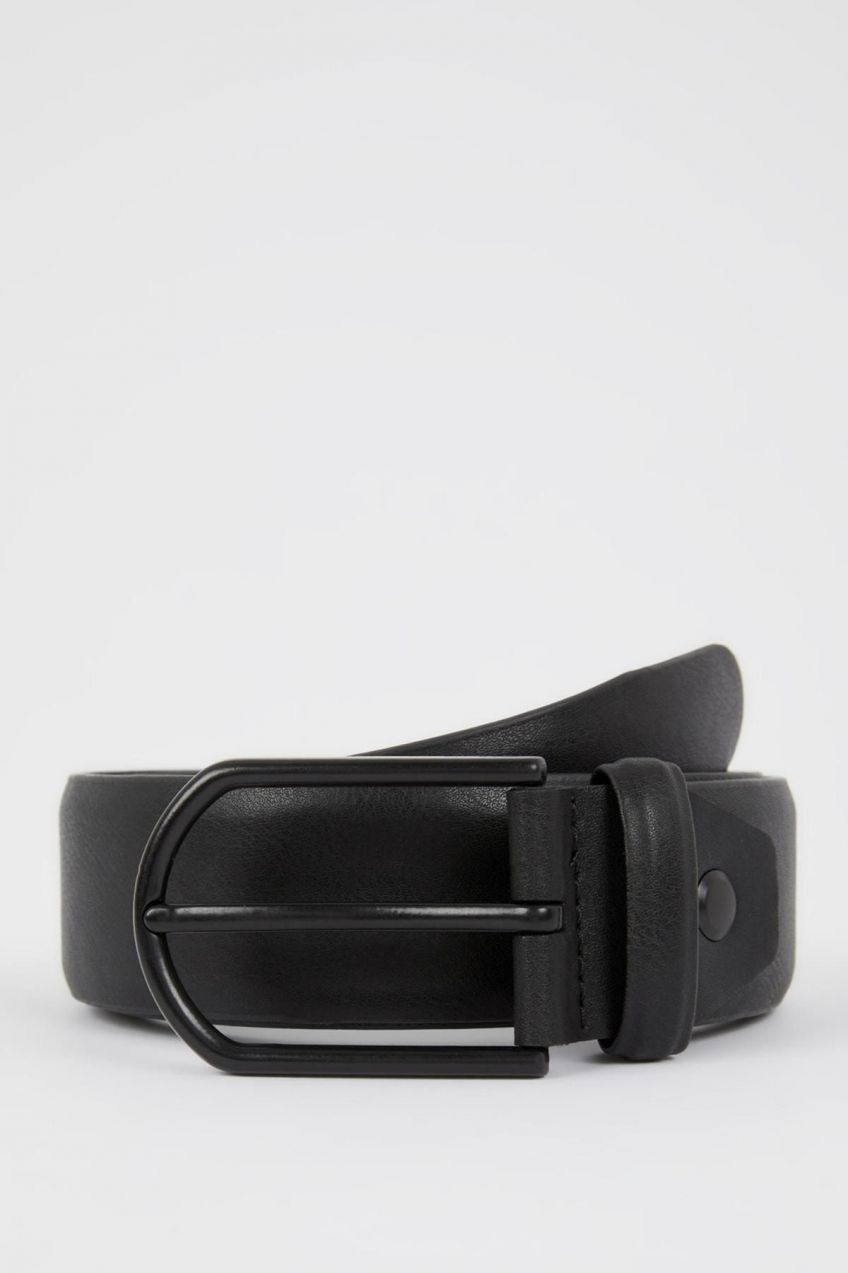 DEFACTO Men's Rectangular Buckle Faux Leather Jean Belt St1272
