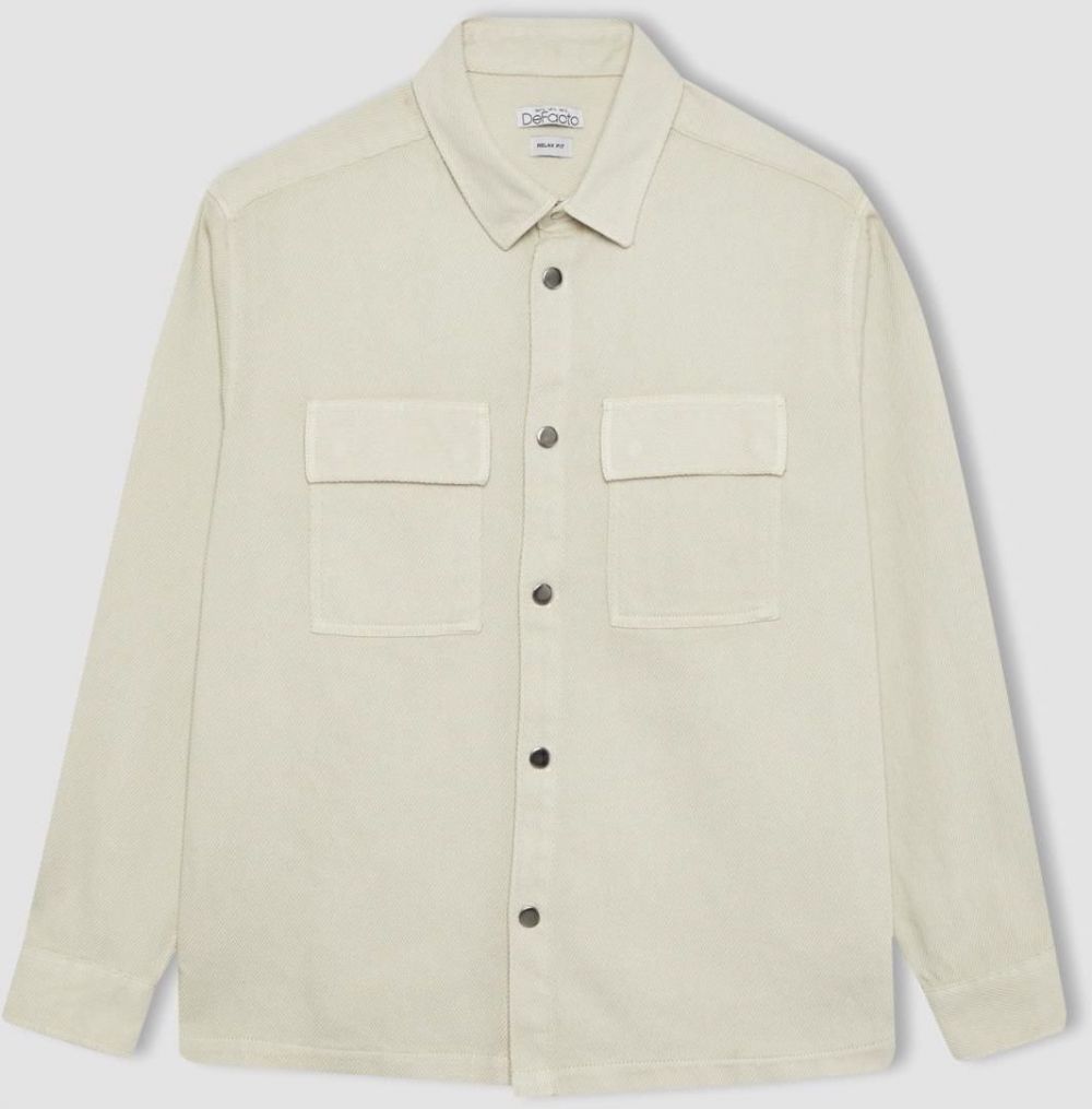DEFACTO Relax Fit Polo Collar Long Sleeve Shirt Coat