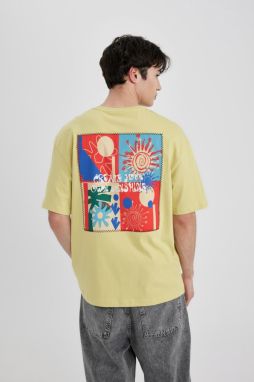 DEFACTO Comfort Fit Crew Neck Back Printed Short Sleeve T-Shirt