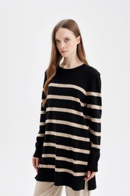 DEFACTO Regular Fit Striped Crew Neck Tunic Sweater