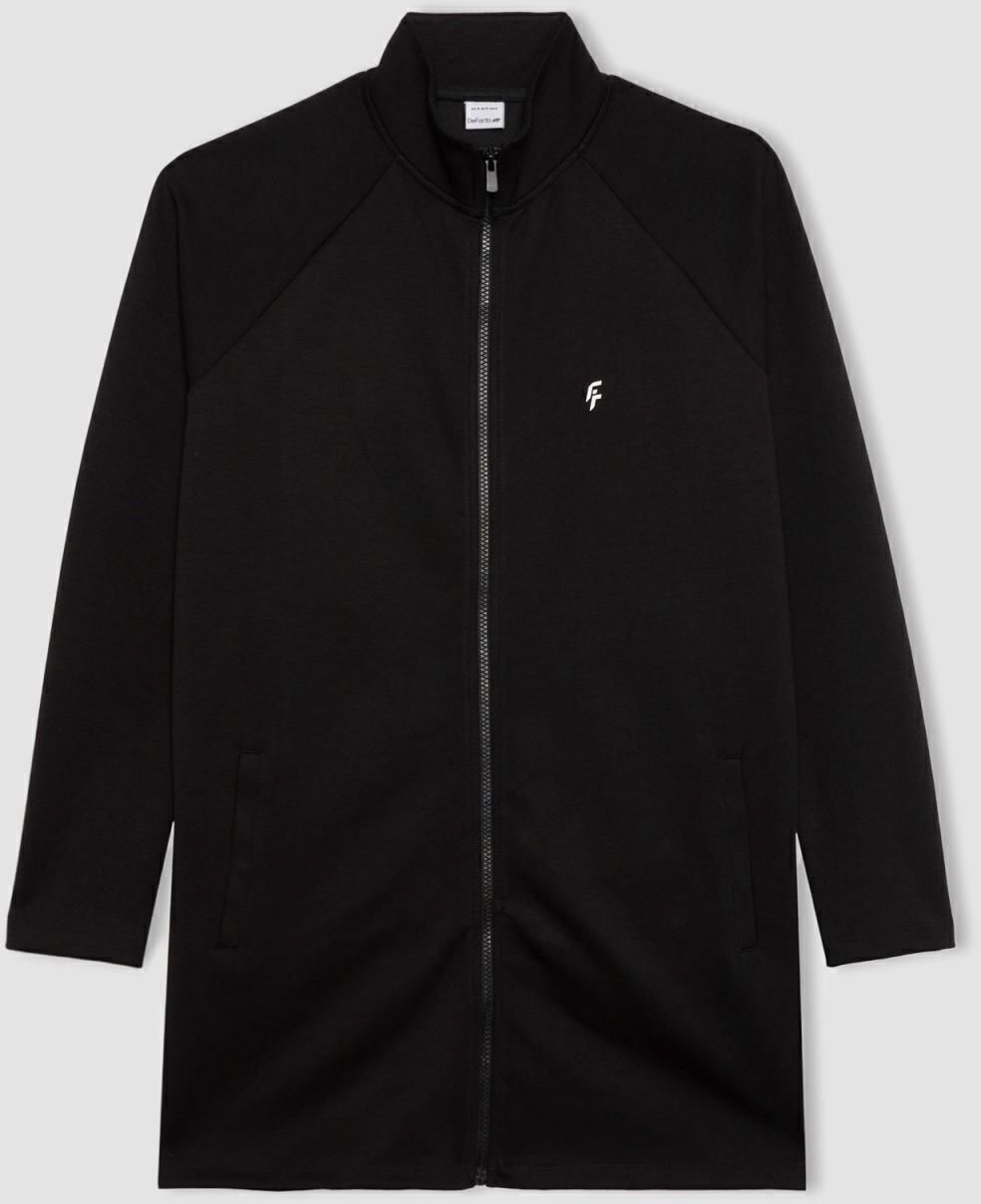 DEFACTO Fit Long Fit Flannel Pocket Skuba Diving Fabric Cardigan