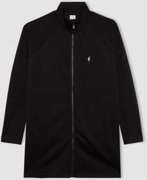 DEFACTO Fit Long Fit Flannel Pocket Skuba Diving Fabric Cardigan