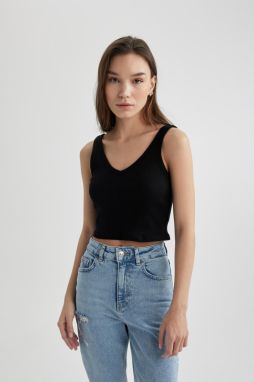 DEFACTO Fitted V-Neck Ribbed Camisole Tank Top