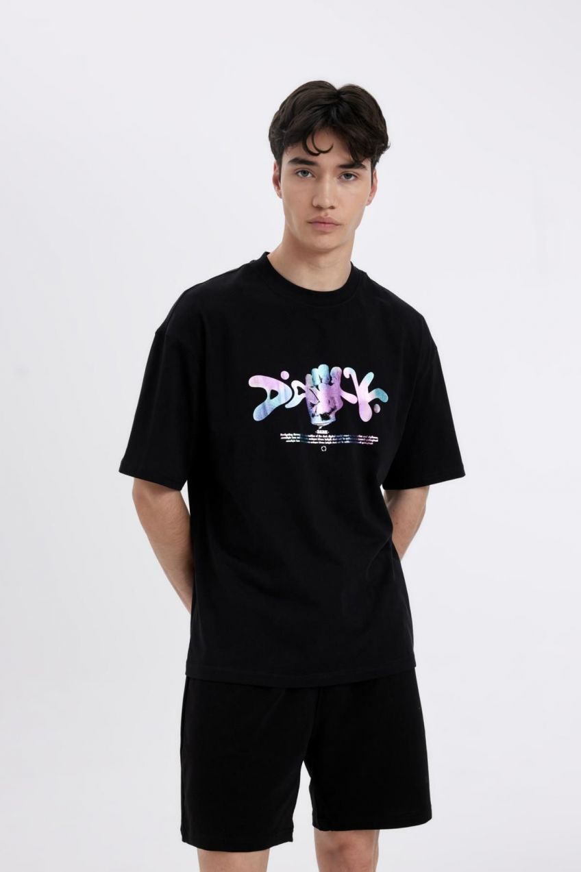 DEFACTO Comfort Fit Crew Neck Printed Short Sleeve T-Shirt