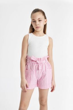 DEFACTO Girl's Checkered Paperbag Shorts