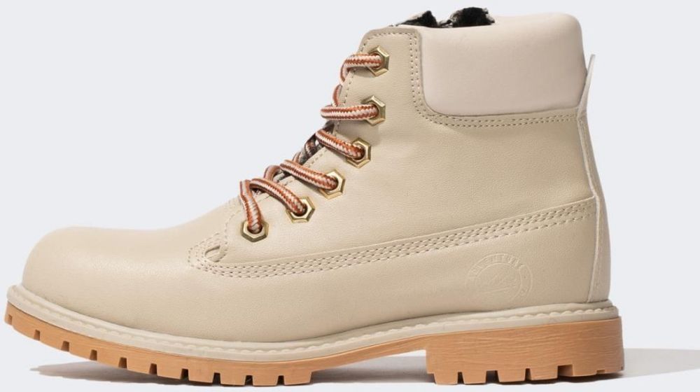 DEFACTO Girl's Lace-Up and Zippered Serrated Sole Faux Leather Boots
