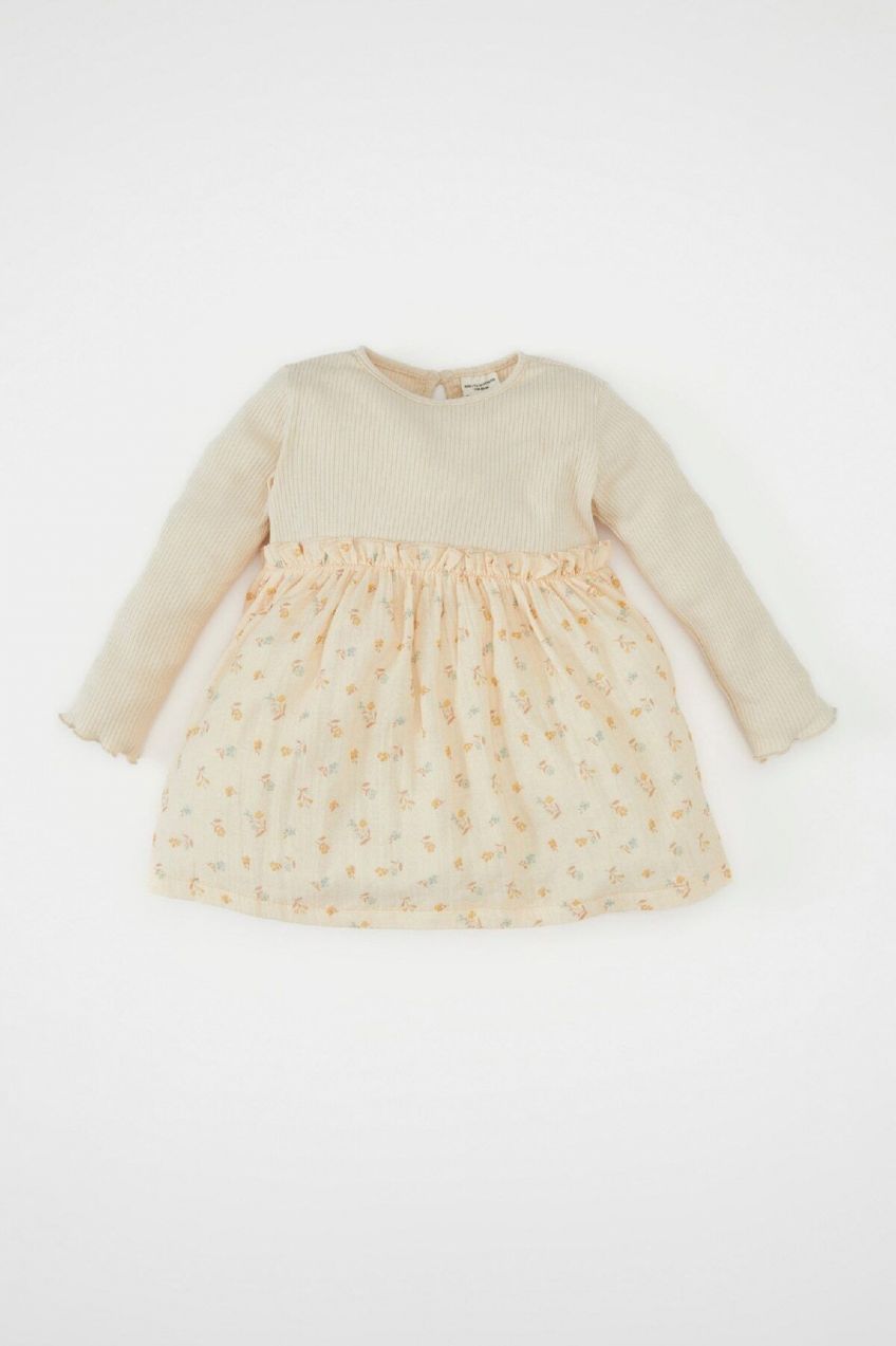 DEFACTO Baby Girl Long Sleeve Ribbed Camisole Dress