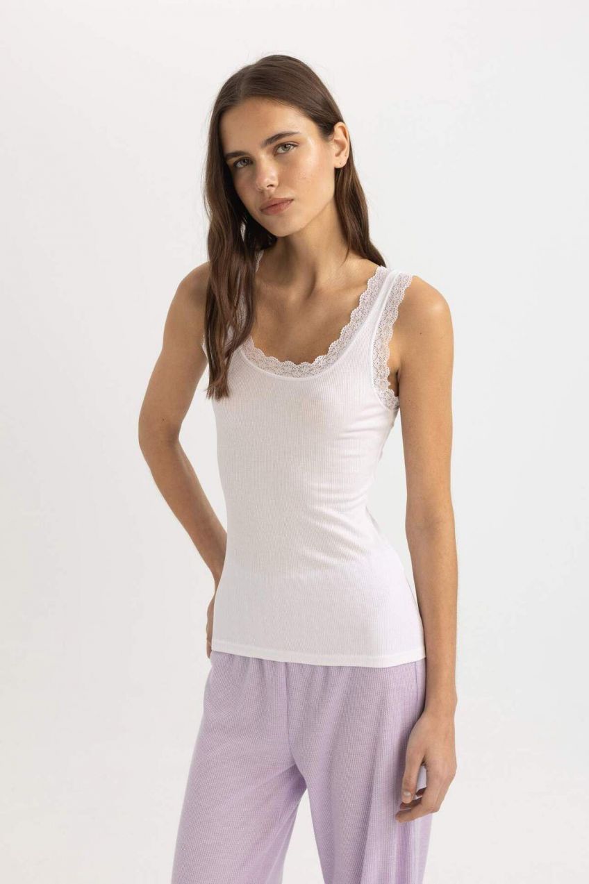 DEFACTO Fall In Love Regular Fit Ribbed Undershirt A9755ax23hs