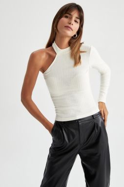 DEFACTO Slim Fit Half Turtleneck Ribbed Camisole Long Sleeve T-Shirt