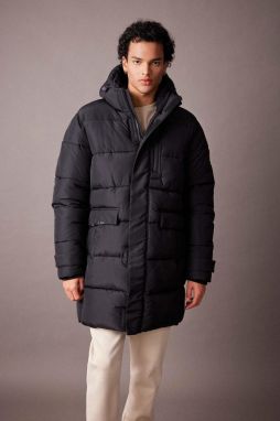 DEFACTO Fit Water Repellent Hooded Silk Fabric Puffer Jacket Parka