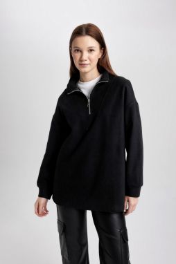 DEFACTO Regular Fit Half Zipper Thessaloniki Fabric Long Sleeve Tunic