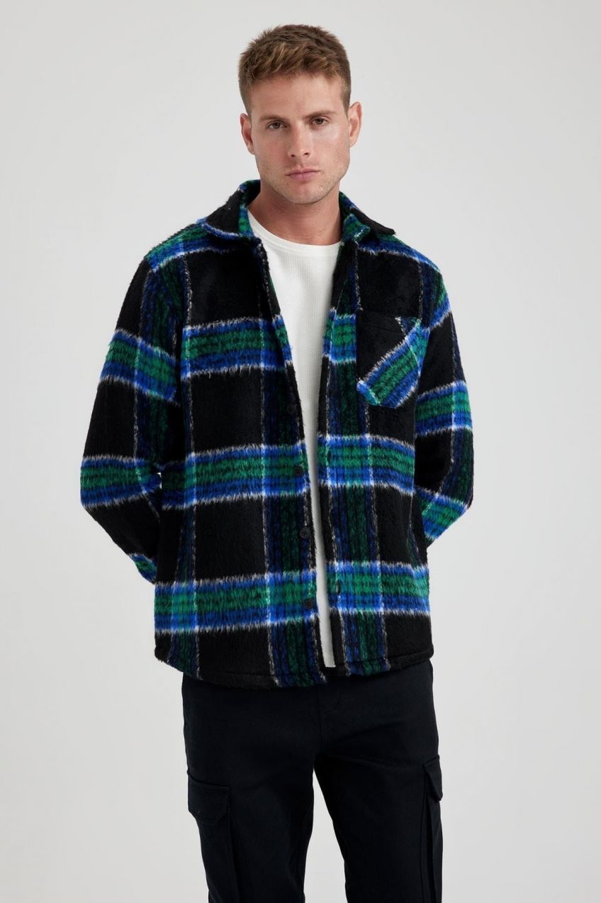 DEFACTO Regular Fit Polo Neck Shirt Jacket
