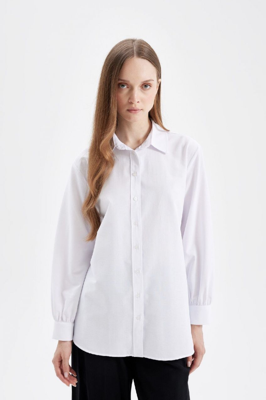 DEFACTO Relax Fit Poplin Long Sleeve Shirt Tunic