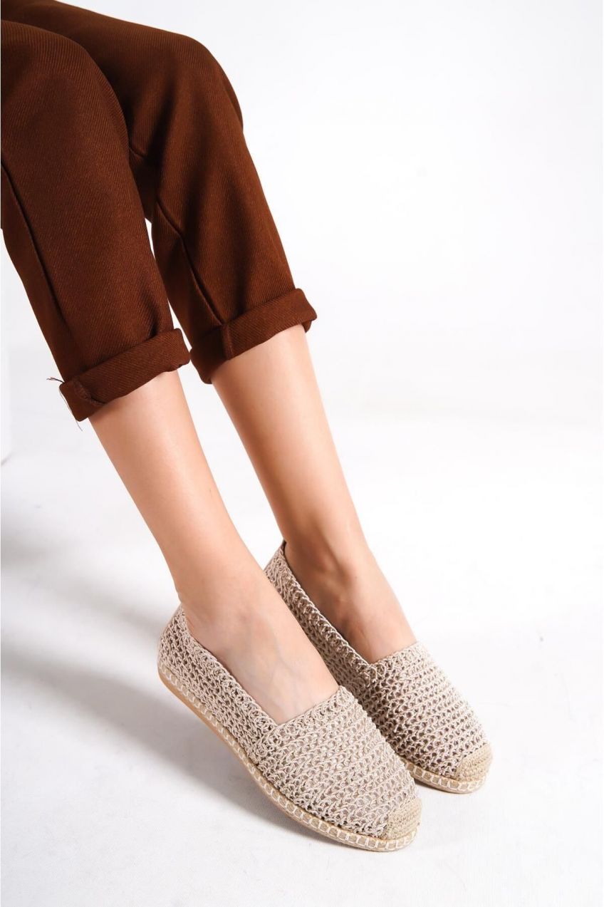 Capone Outfitters Capone Women's Oval Toe Beige Slip On Thread Espadrilles