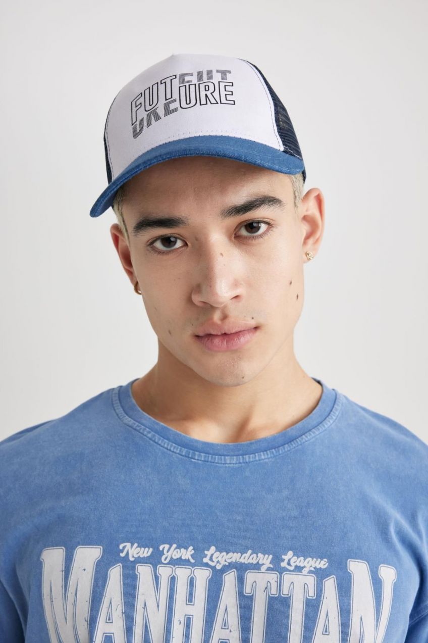 DEFACTO Men's Printed Woven Baseball Basketball Cap