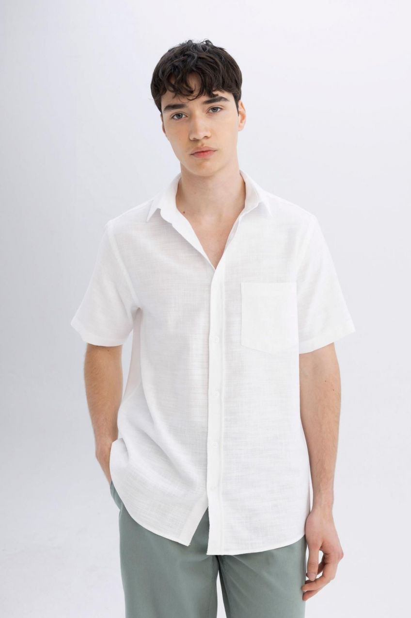 DEFACTO Regular Fit Textured Short Sleeve Shirt