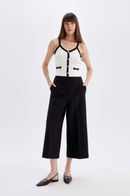 DEFACTO Culotte Chino Normal Waist Wide Leg Culotte Trousers