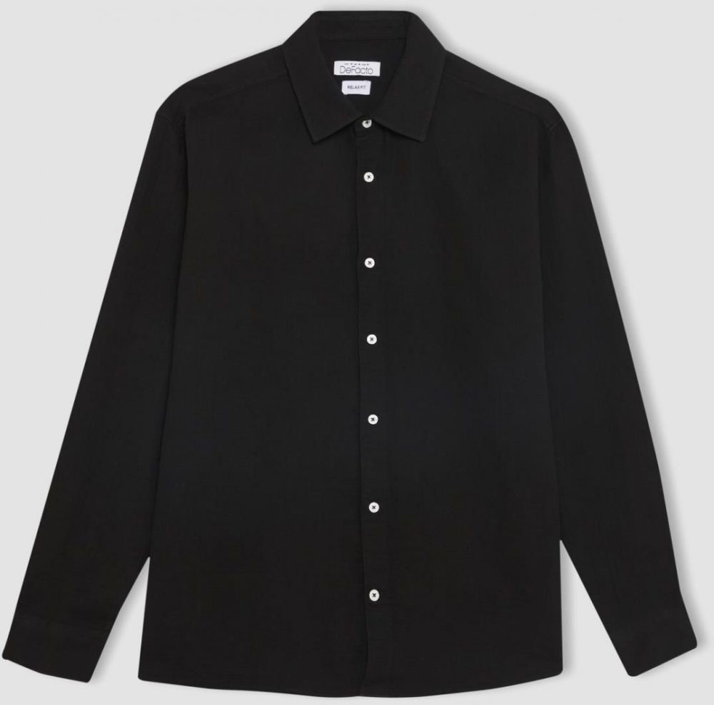 DEFACTO Relax Fit Polo Neck Cotton Long Sleeve Shirt