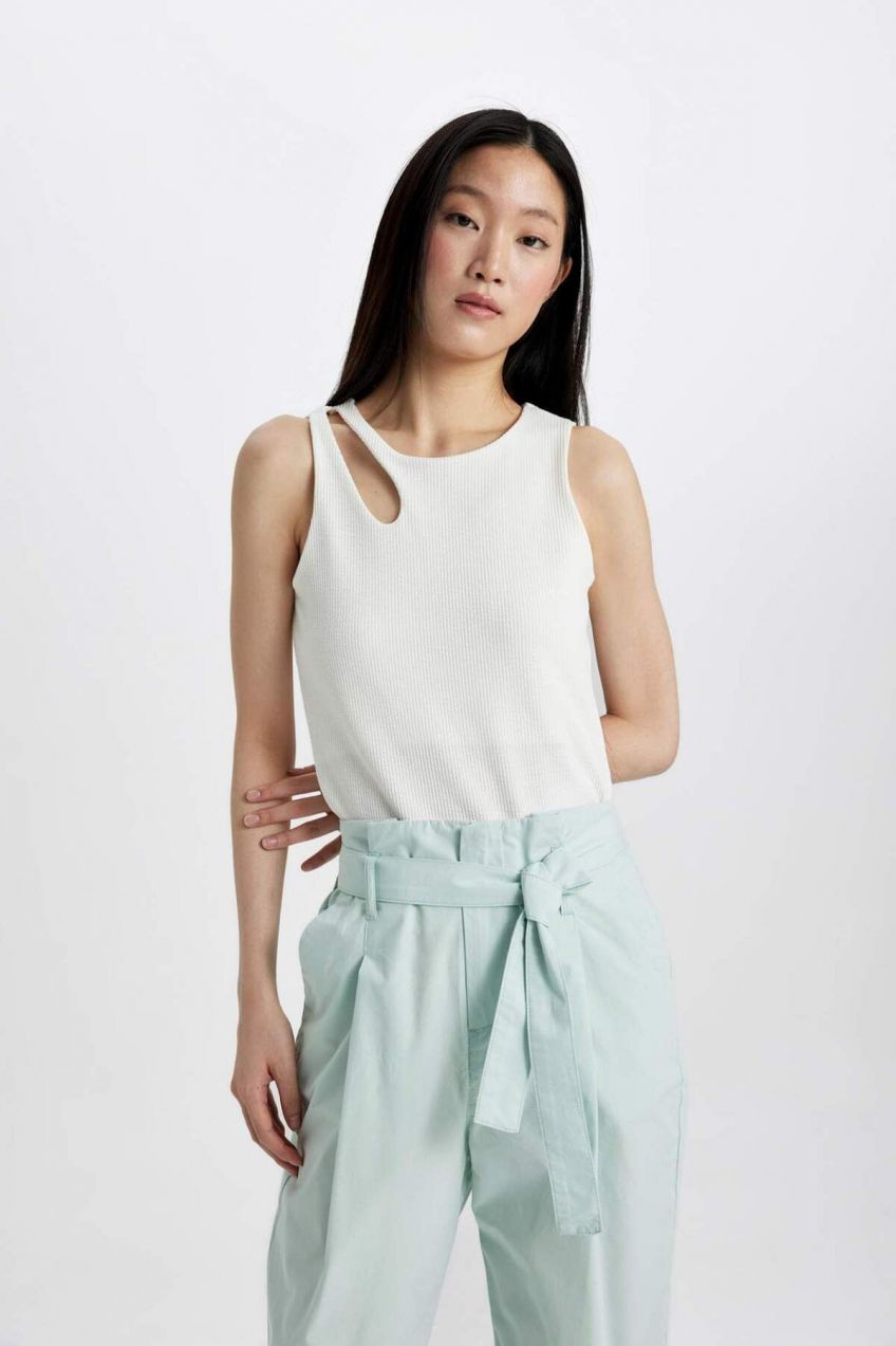 DEFACTO Slim Fit Crew Neck Ribbed Camisole Athlete