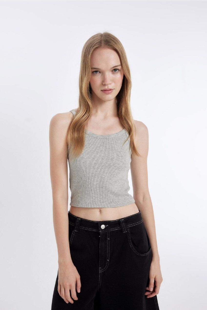 DEFACTO Cool Fitted Ribbed Camisole Athlete