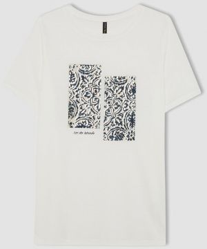 DEFACTO Regular Fit Printed Crew Neck Short Sleeve T-Shirt